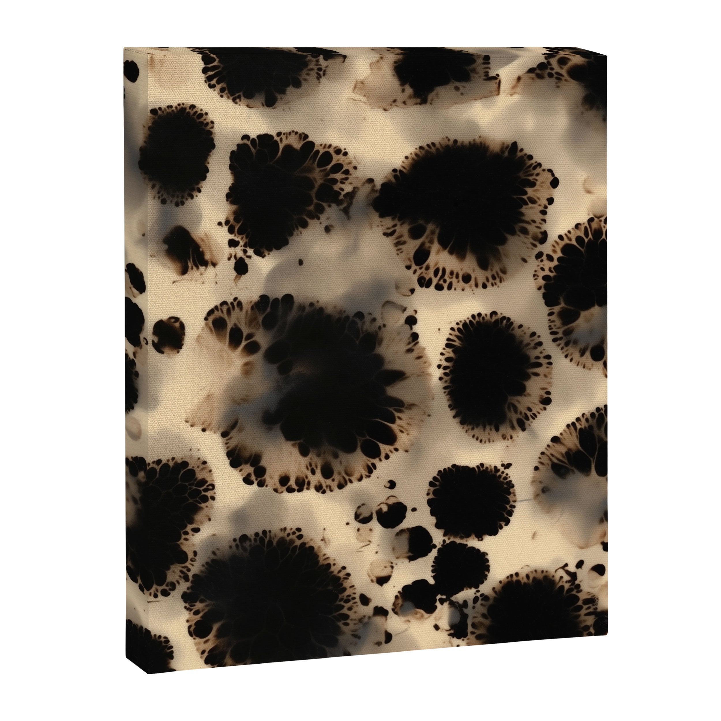 Organic Tortoiseshell Marble Pattern in Black and Cream Canvas Print Gallery Image 6