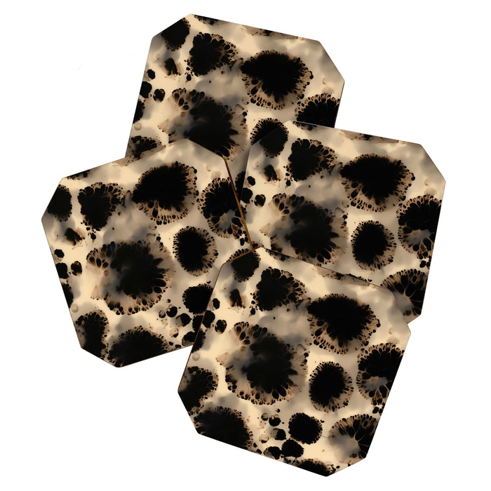 Organic Tortoiseshell Marble Pattern in Black and Cream Coaster Gallery Image 1