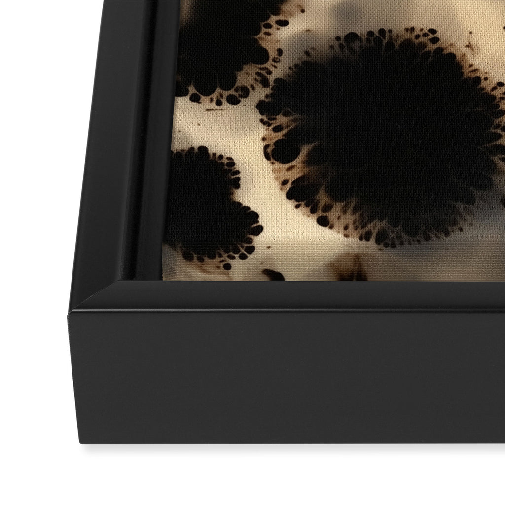 Organic Tortoiseshell Marble Pattern in Black and Cream Framed Canvas Print Gallery Image 3
