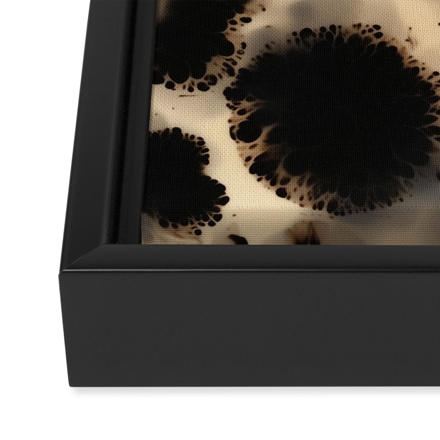 Organic Tortoiseshell Marble Pattern in Black and Cream Framed Canvas Print Gallery Image 3