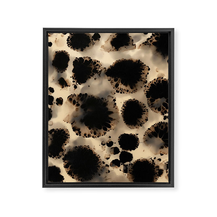 Organic Tortoiseshell Marble Pattern in Black and Cream Framed Canvas Print Gallery Image 1