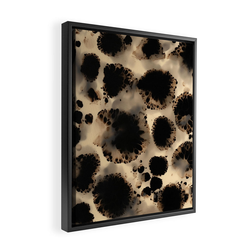 Organic Tortoiseshell Marble Pattern in Black and Cream Framed Canvas Print Gallery Image 2