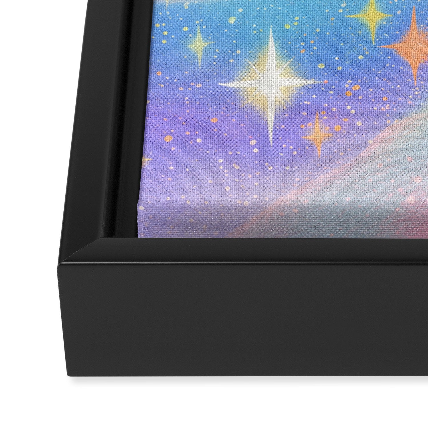 Pastel Galaxy Dreamscape with Sparkling Stars and Rainbow Swirls Framed Canvas Print Gallery Image 3