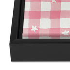 Pastel Pink Gingham with Stars Pattern Soft Aesthetic Grid Framed Canvas Print Gallery Image 3