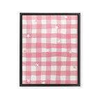 Pastel Pink Gingham with Stars Pattern Soft Aesthetic Grid Framed Canvas Print Gallery Image 6