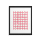Pastel Pink Gingham with Stars Pattern Soft Aesthetic Grid Framed Art Print Gallery Image 5