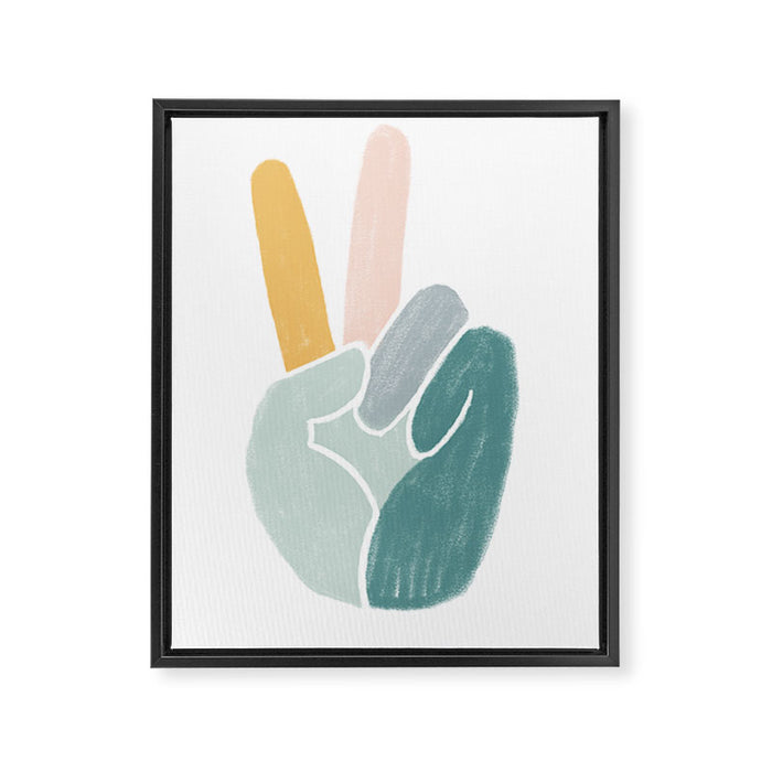 Peace sign pastel Framed Canvas Print Gallery Image 1