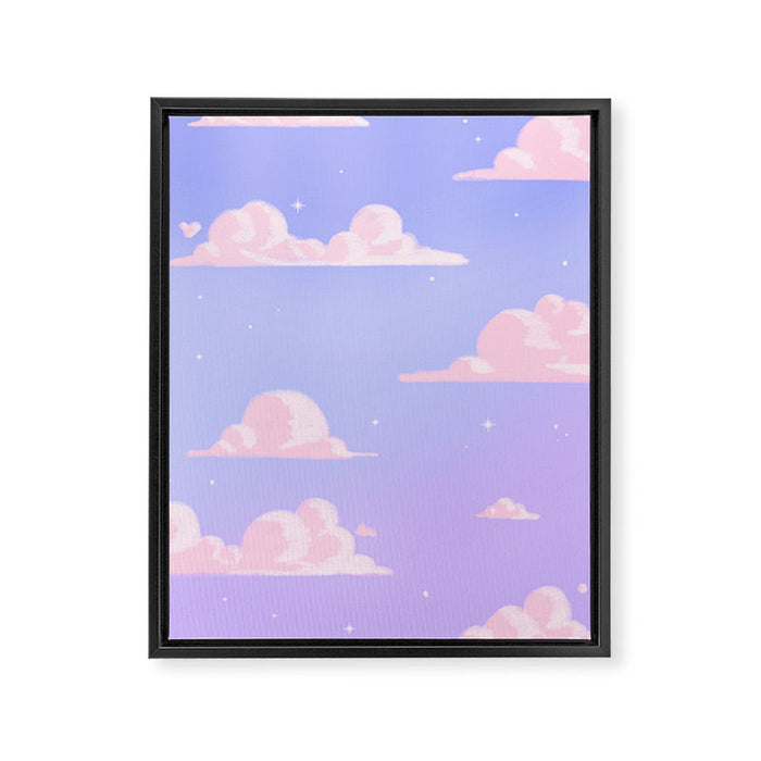 Pink Clouds Purple Sky Lo Fi Framed Canvas Print Gallery Image 1