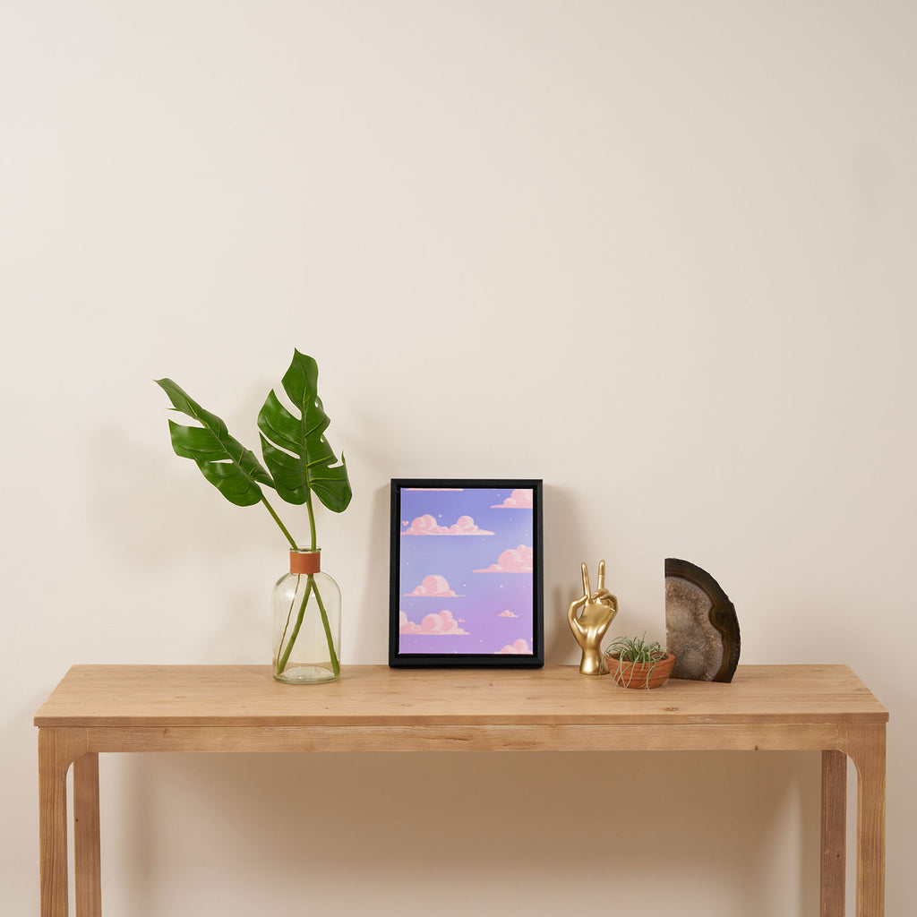 Pink Clouds Purple Sky Lo Fi Framed Canvas Print Gallery Image 4