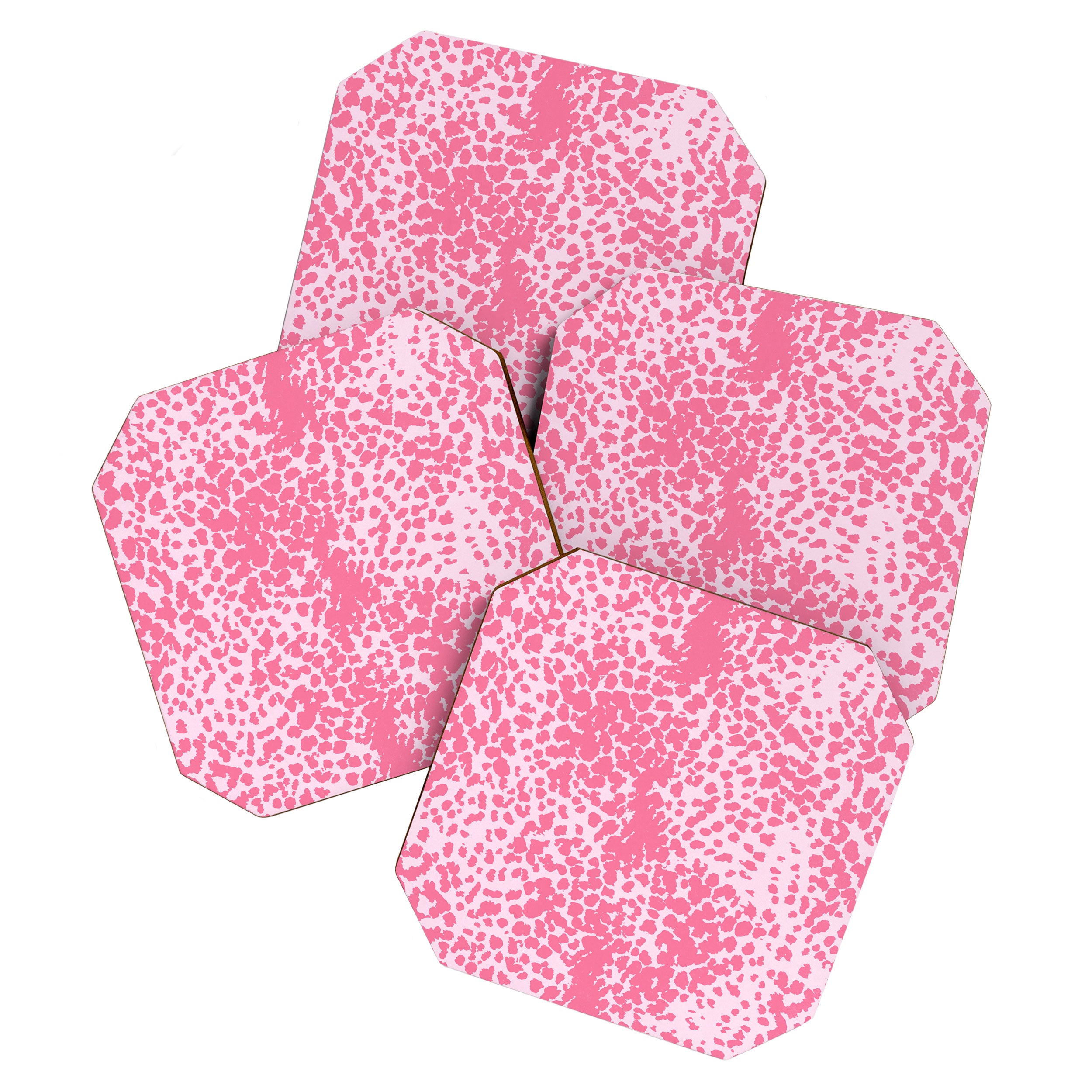 Pink Leopard Print Pattern Soft Animal Print Minimal Aesthetic Coaster Gallery Image 1