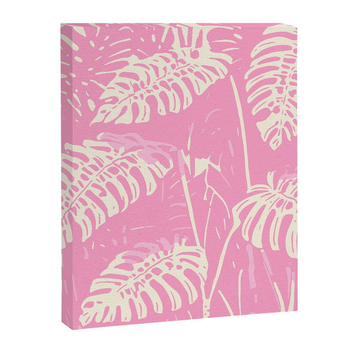 Pink Monstera Boho Tropical Canvas Print Gallery Image 1