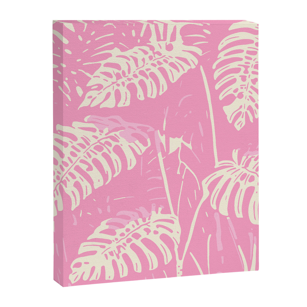 Pink Monstera Boho Tropical Canvas Print Gallery Image 6