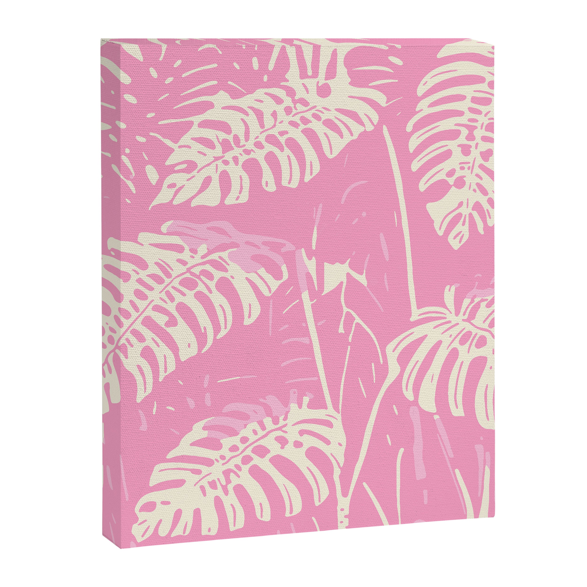 Pink Monstera Boho Tropical Canvas Print Gallery Image 6