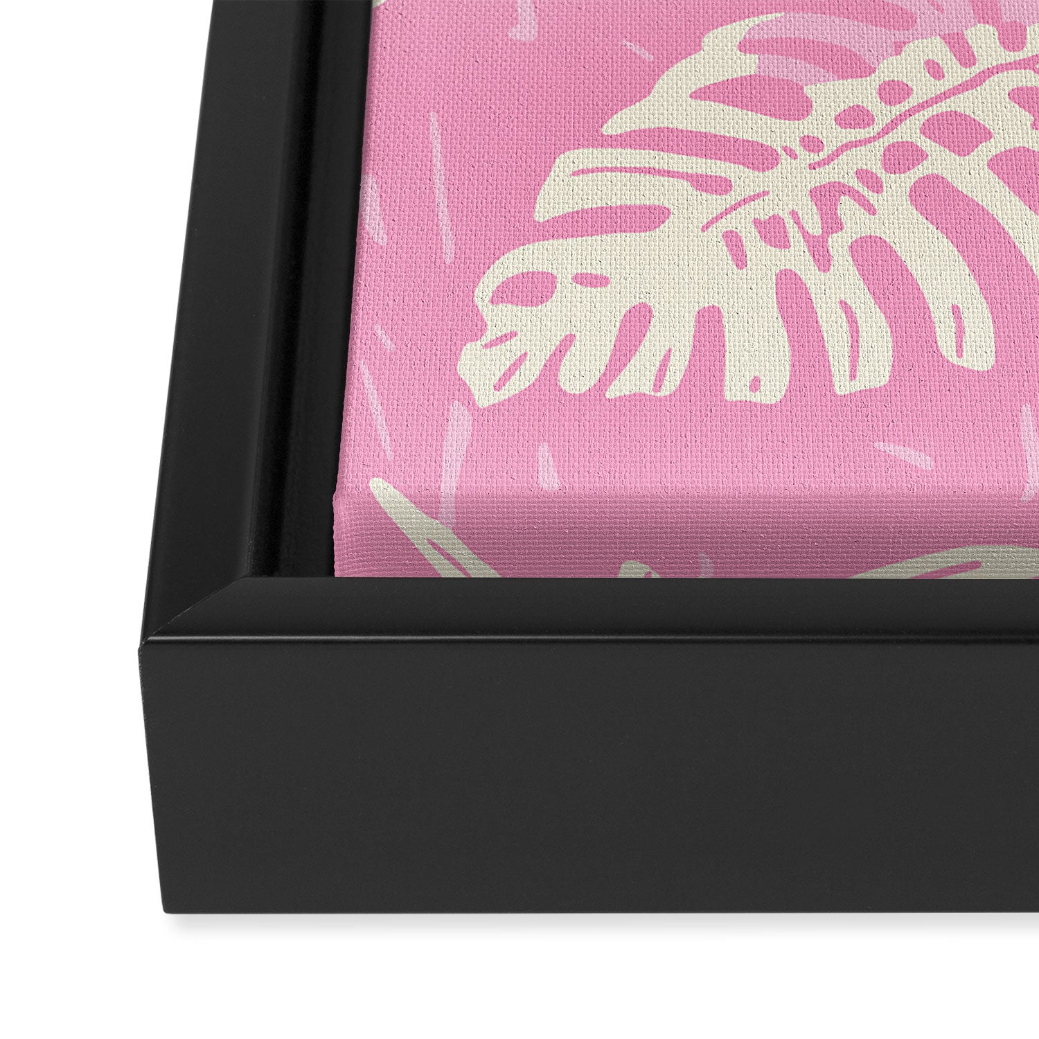 Pink Monstera Boho Tropical Framed Canvas Print Gallery Image 3