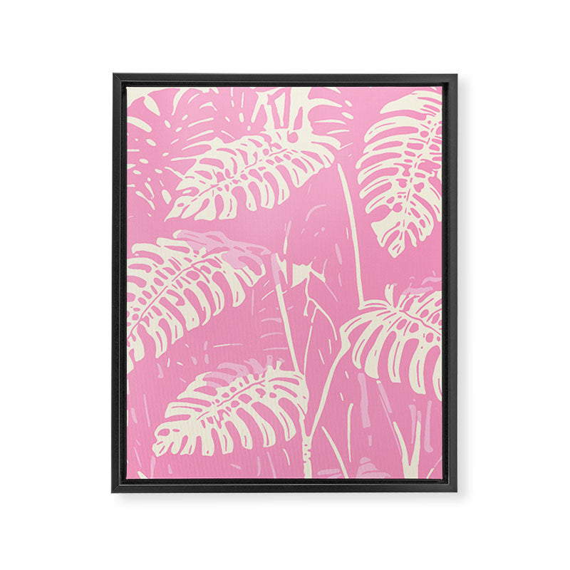 Pink Monstera Boho Tropical Framed Canvas Print Gallery Image 6