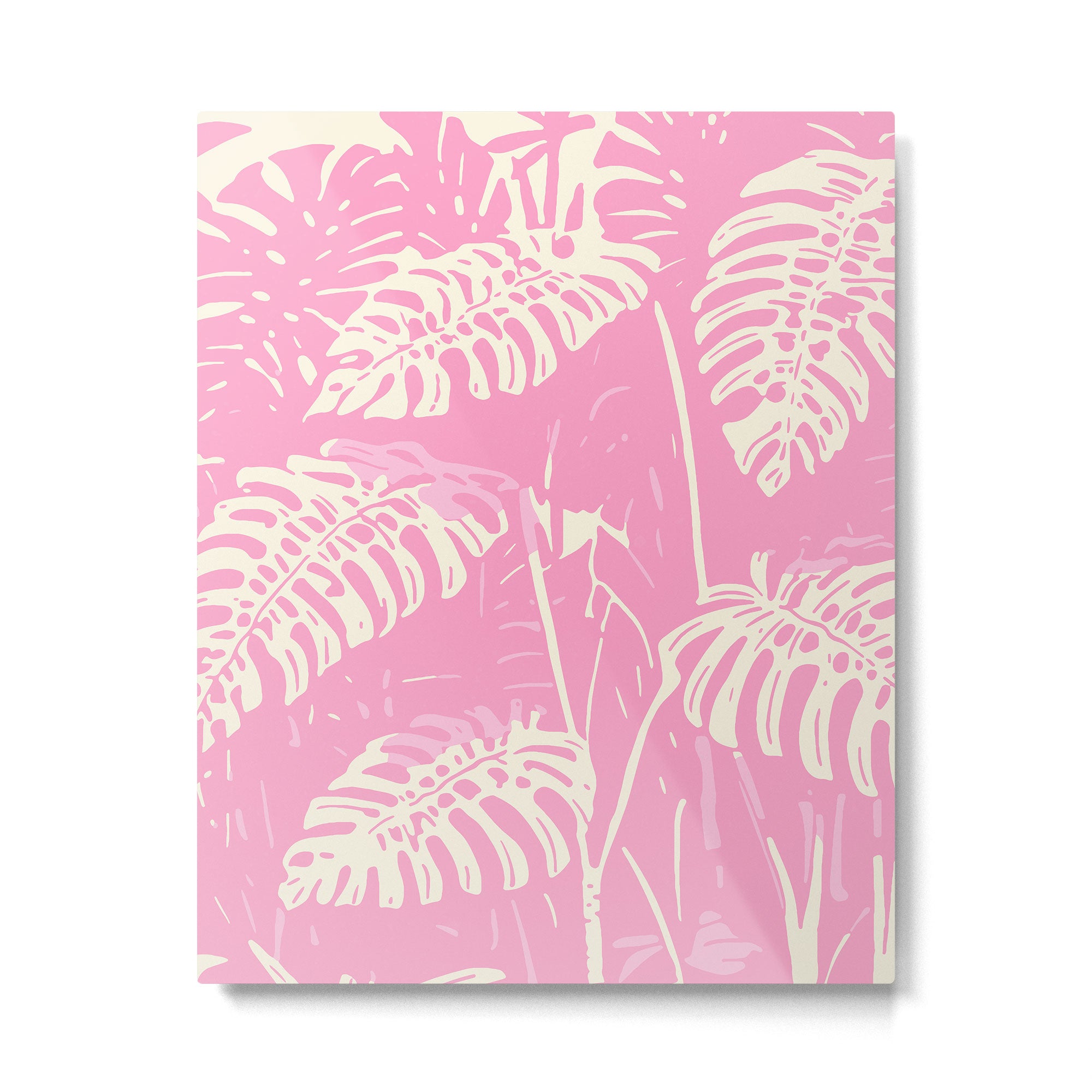 Pink Monstera Boho Tropical Metal Print Gallery Image 4