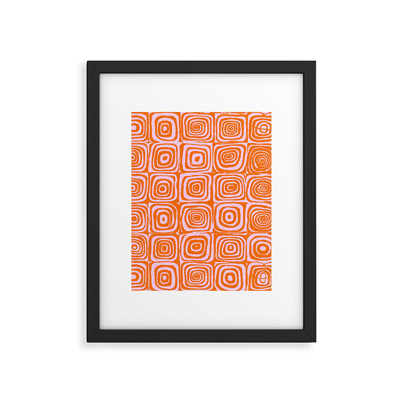 Pink Orange Groove - Retro 70s Spiral Pattern Framed Art Print Gallery Image 5