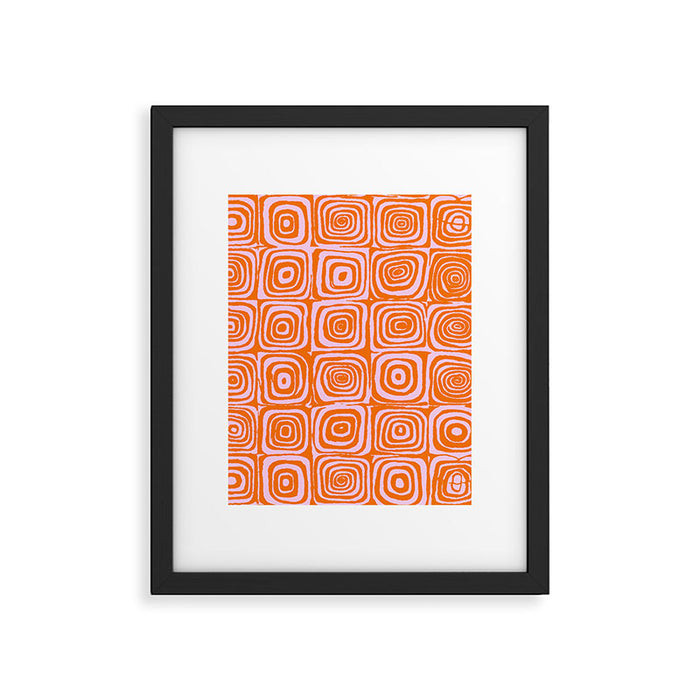 Pink Orange Groove - Retro 70s Spiral Pattern Framed Art Print Gallery Image 1