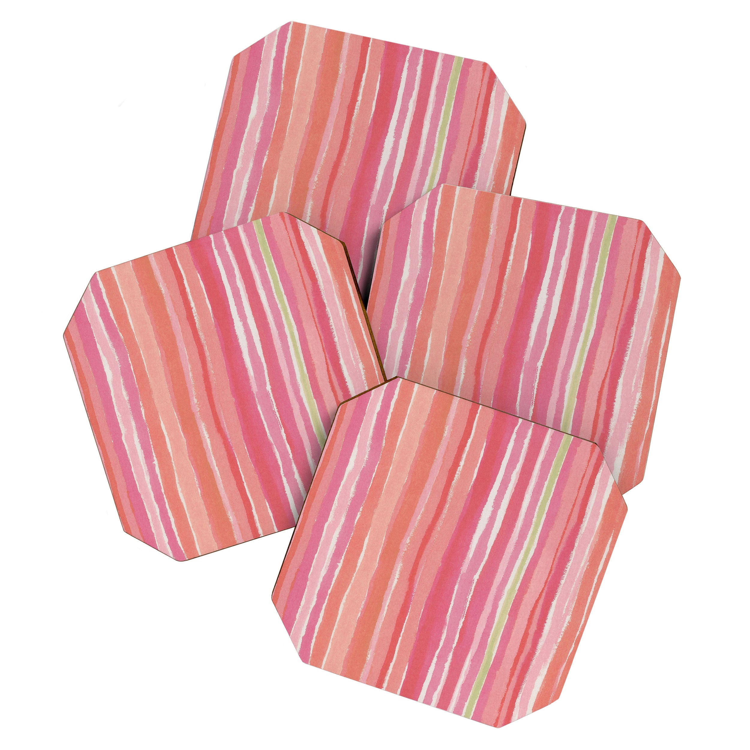 Pink Peach Summer Stripes Coaster Gallery Image 1