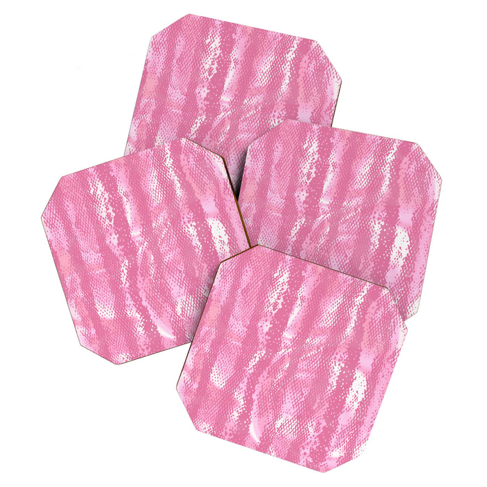 Pink Snakeskin Pattern Soft Feminine Animal Print Chic Texture Coaster Gallery Image 1