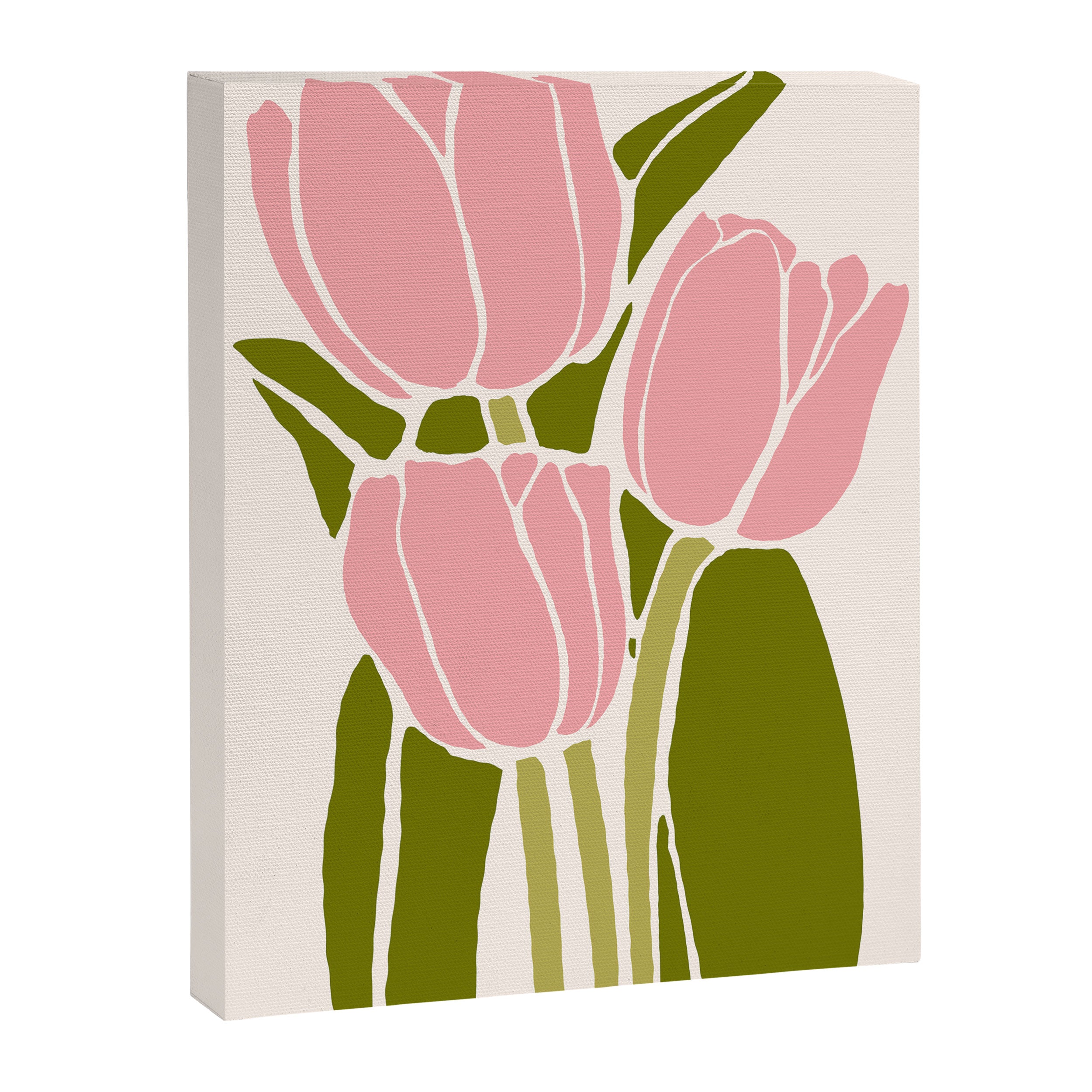 Pink Tulips Retro Flowers Canvas Print Gallery Image 6