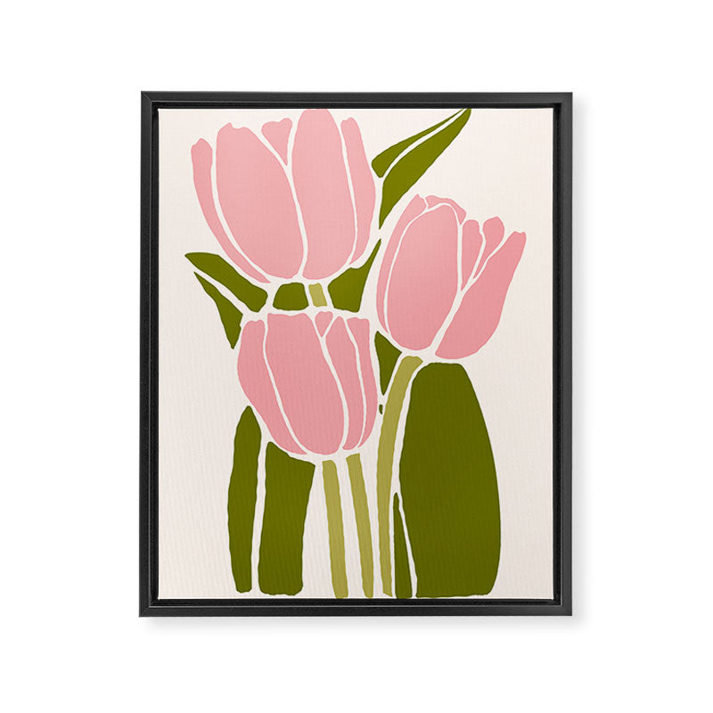 Pink Tulips Retro Flowers Framed Canvas Print Gallery Image 6