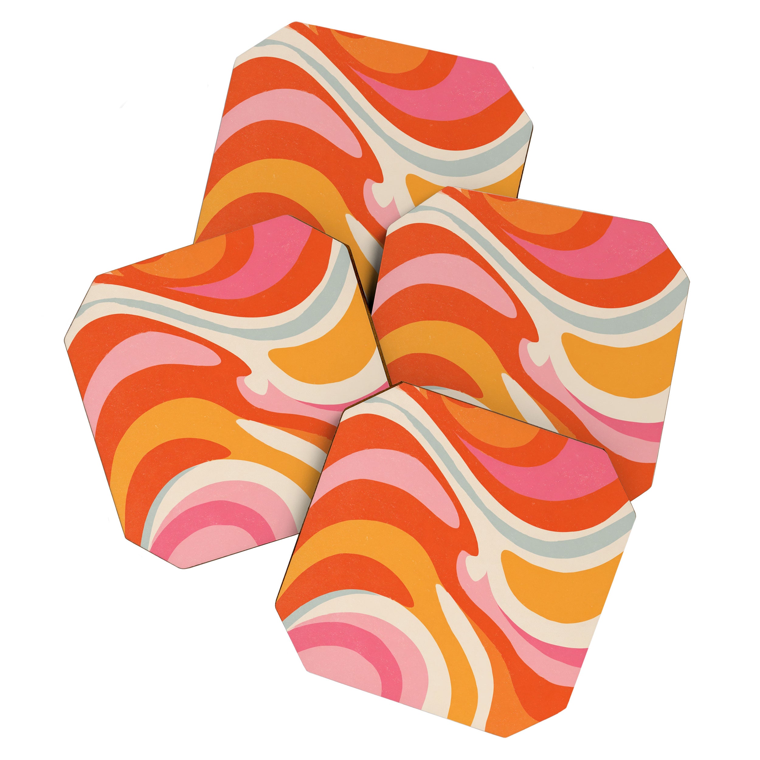 Psychedelic 70s Swirl Pattern - Retro Groovy Abstract Wave Coaster Gallery Image 1