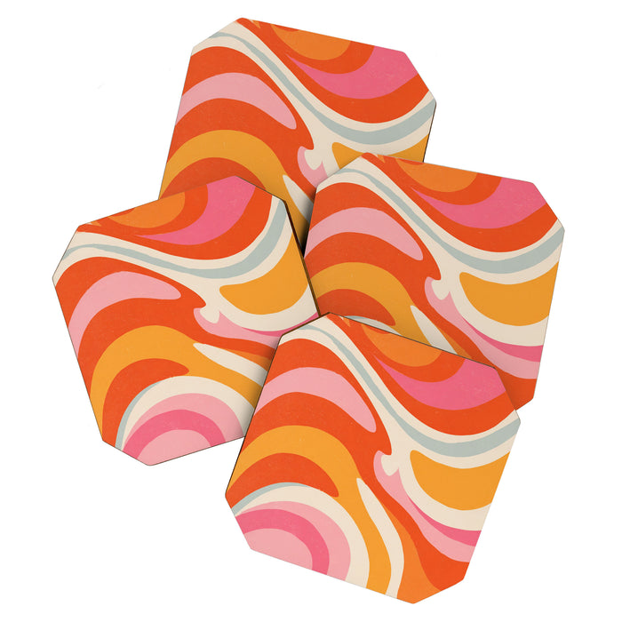 Psychedelic 70s Swirl Pattern - Retro Groovy Abstract Wave Coaster Gallery Image 1