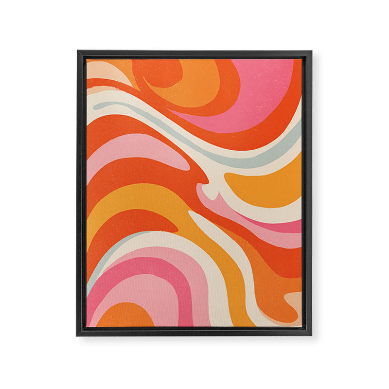 Psychedelic 70s Swirl Pattern - Retro Groovy Abstract Wave Framed Canvas Print Gallery Image 6