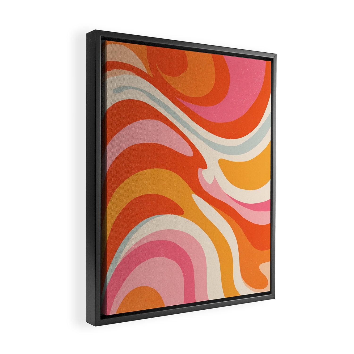 Psychedelic 70s Swirl Pattern - Retro Groovy Abstract Wave Framed Canvas Print Gallery Image 2