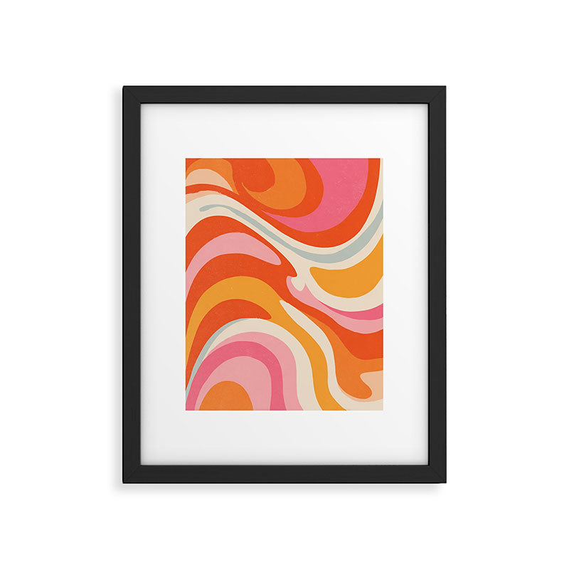 Psychedelic 70s Swirl Pattern - Retro Groovy Abstract Wave Framed Art Print Gallery Image 5