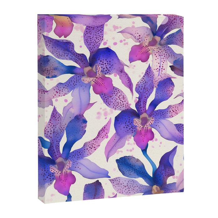 Purple Orchid Blossom Pattern Vibrant Floral Canvas Print Gallery Image 1