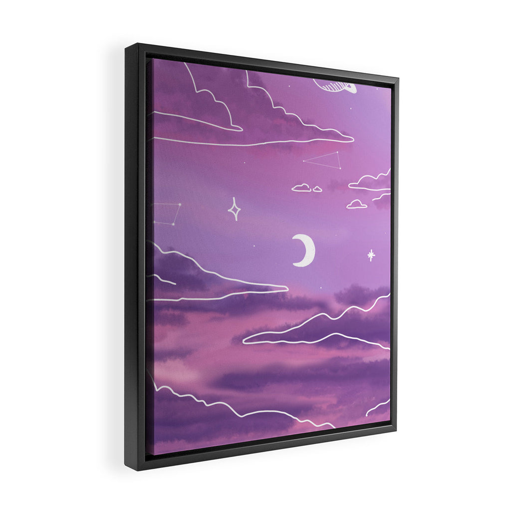 Purple Sunset View Framed Canvas Print Gallery Image 2