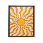 Radiant Sunburst Retro 70s Groovy Sunshine Vibes in Bold Orange and Yellow Framed Canvas Print Gallery Image 6