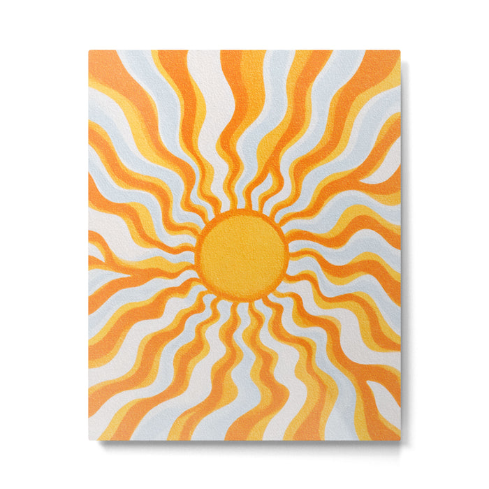 Radiant Sunburst Retro 70s Groovy Sunshine Vibes in Bold Orange and Yellow Metal Print Gallery Image 1