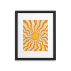 Radiant Sunburst Retro 70s Groovy Sunshine Vibes in Bold Orange and Yellow Framed Art Print Gallery Image 5