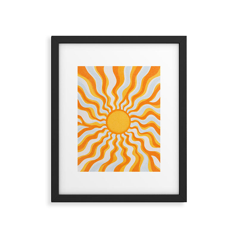 Radiant Sunburst Retro 70s Groovy Sunshine Vibes in Bold Orange and Yellow Framed Art Print Gallery Image 5