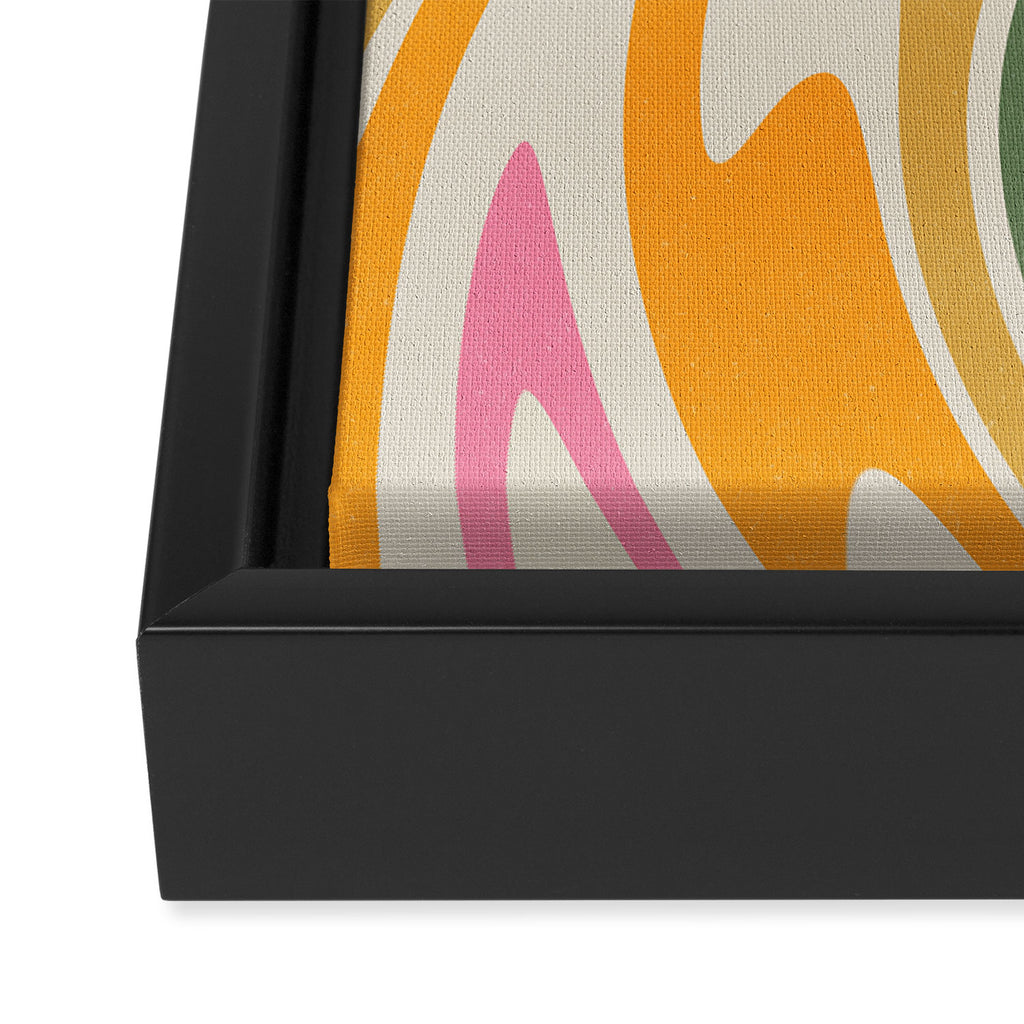 Rainbow Swirl Abstract Retro 70s  Framed Canvas Print Gallery Image 3