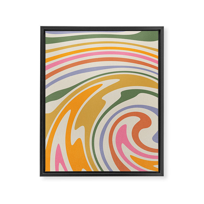 Rainbow Swirl Abstract Retro 70s  Framed Canvas Print Gallery Image 8