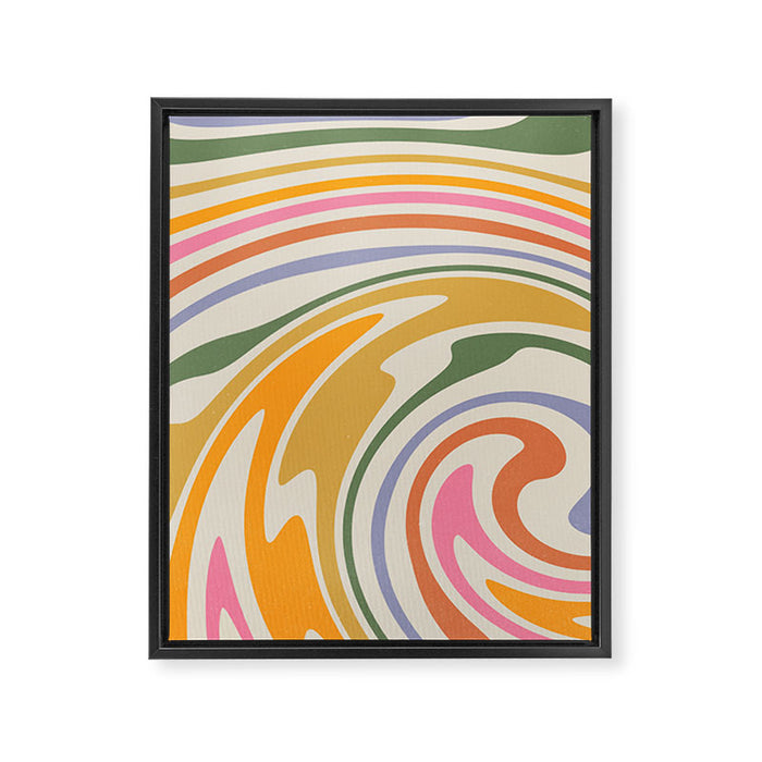 Rainbow Swirl Abstract Retro 70s  Framed Canvas Print Gallery Image 1