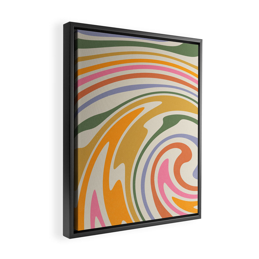 Rainbow Swirl Abstract Retro 70s  Framed Canvas Print Gallery Image 2