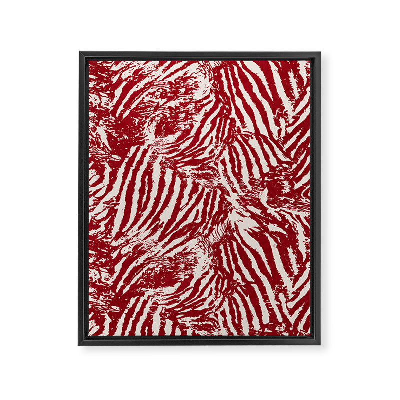 Red Zebra Stripe Abstract Pattern Bold Animal Print Framed Canvas Print Gallery Image 6