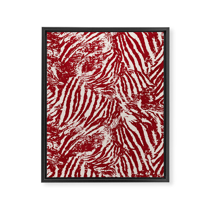 Red Zebra Stripe Abstract Pattern Bold Animal Print Framed Canvas Print Gallery Image 1