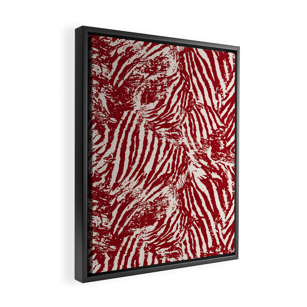 Red Zebra Stripe Abstract Pattern Bold Animal Print Framed Canvas Print Gallery Image 2
