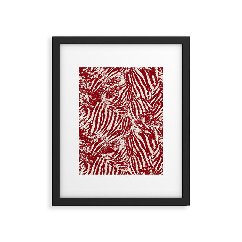 Red Zebra Stripe Abstract Pattern Bold Animal Print Framed Art Print Gallery Image 5