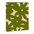 Retro 70s Bold Flowers Pattern Green Canvas Print Gallery Image 8