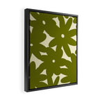 Retro 70s Bold Flowers Pattern Green Framed Canvas Print Gallery Image 2