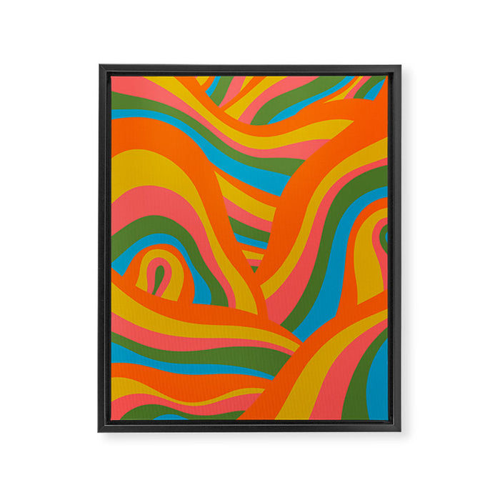 Retro 70s Psychedelic Abstract Pattern Framed Canvas Print Gallery Image 1