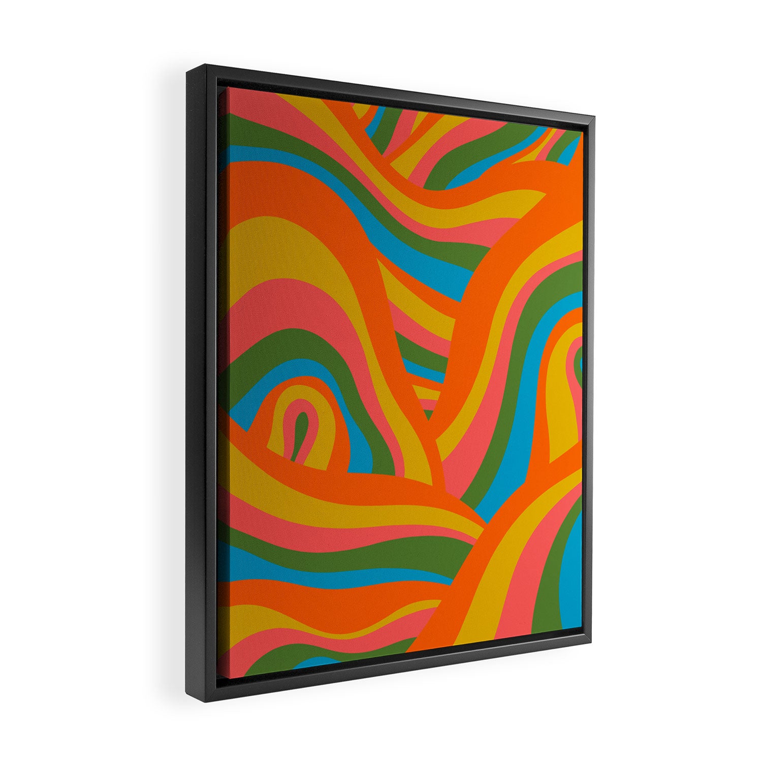 Retro 70s Psychedelic Abstract Pattern Framed Canvas Print Gallery Image 2