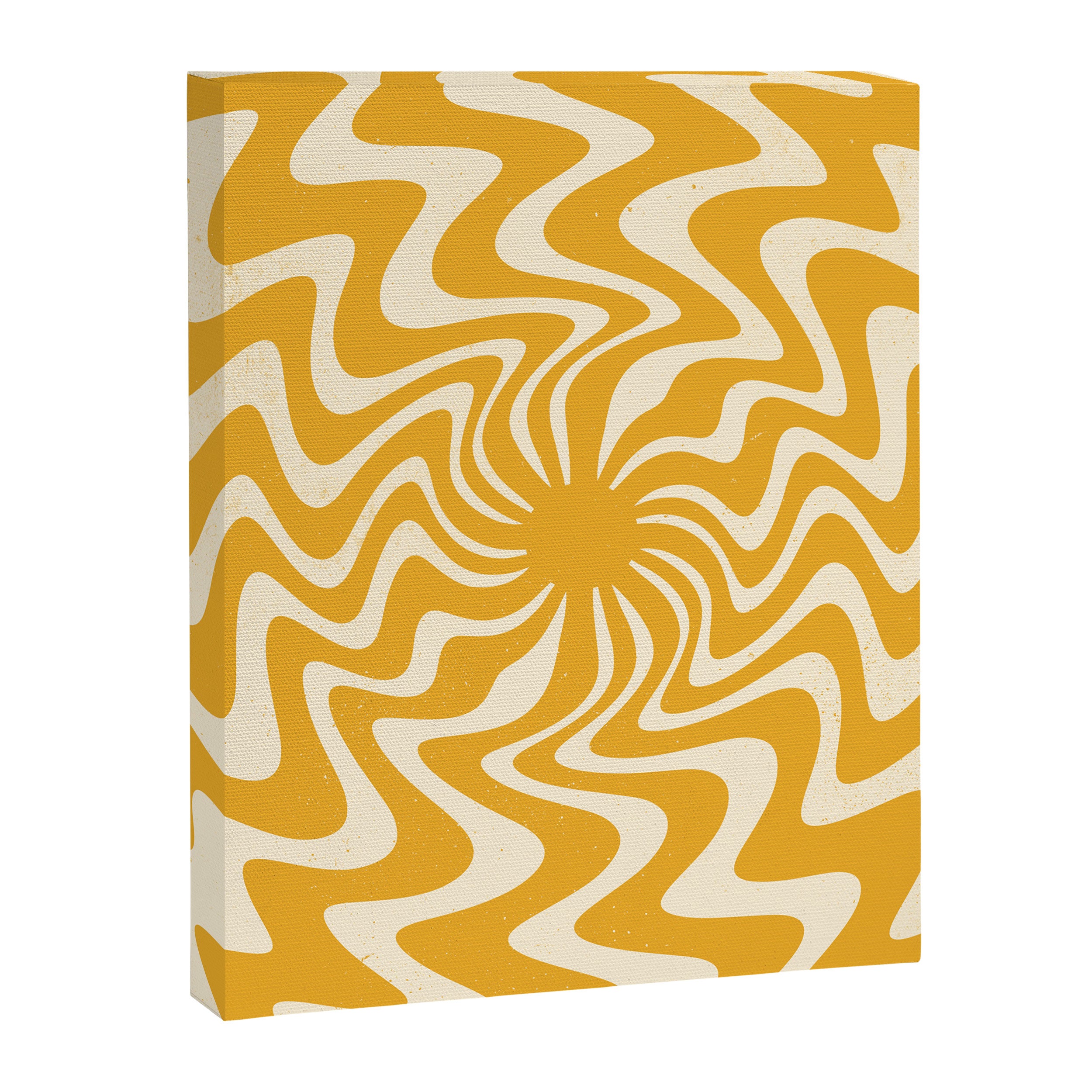 Retro 70s Swirl Spiral Banana Yellow Groovie  Canvas Print Gallery Image 8